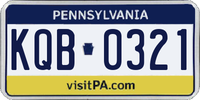 PA license plate KQB0321