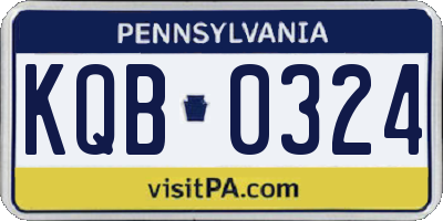 PA license plate KQB0324