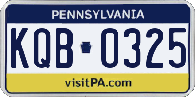 PA license plate KQB0325