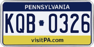 PA license plate KQB0326