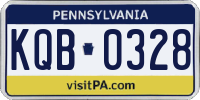 PA license plate KQB0328