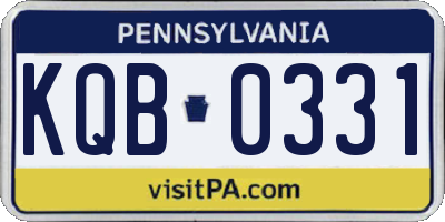 PA license plate KQB0331