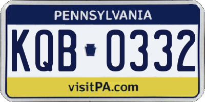 PA license plate KQB0332
