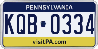 PA license plate KQB0334