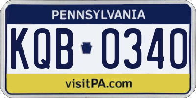 PA license plate KQB0340