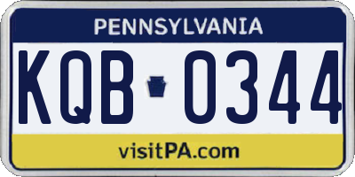 PA license plate KQB0344