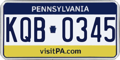 PA license plate KQB0345