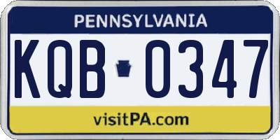PA license plate KQB0347
