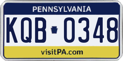 PA license plate KQB0348