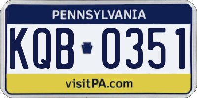 PA license plate KQB0351