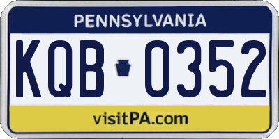 PA license plate KQB0352
