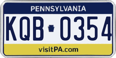 PA license plate KQB0354