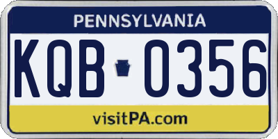 PA license plate KQB0356