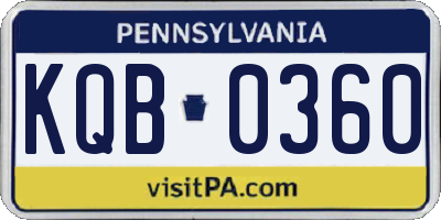 PA license plate KQB0360