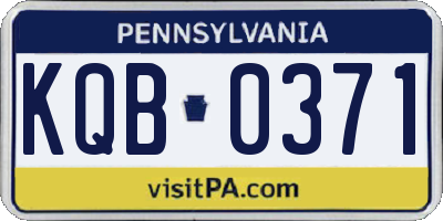 PA license plate KQB0371