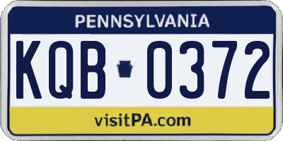 PA license plate KQB0372