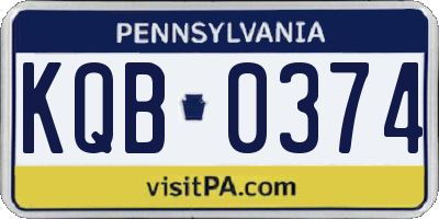 PA license plate KQB0374
