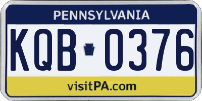 PA license plate KQB0376
