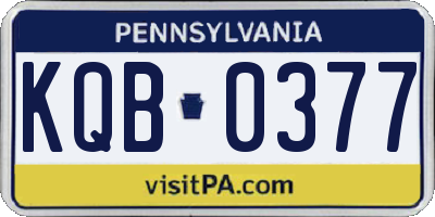 PA license plate KQB0377