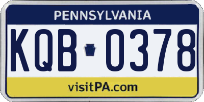 PA license plate KQB0378