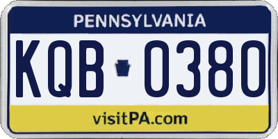 PA license plate KQB0380