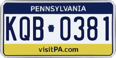 PA license plate KQB0381
