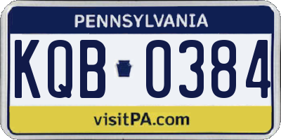 PA license plate KQB0384