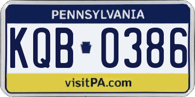 PA license plate KQB0386