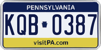 PA license plate KQB0387