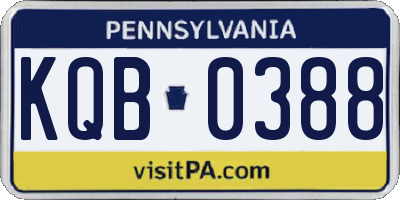 PA license plate KQB0388