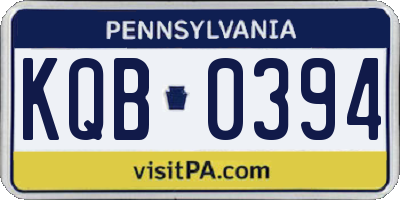 PA license plate KQB0394