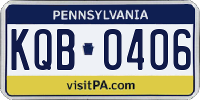 PA license plate KQB0406