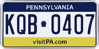 PA license plate KQB0407