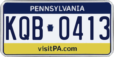 PA license plate KQB0413