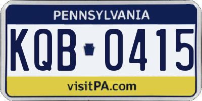 PA license plate KQB0415