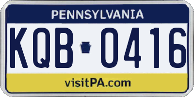 PA license plate KQB0416