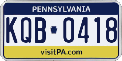 PA license plate KQB0418