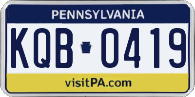 PA license plate KQB0419
