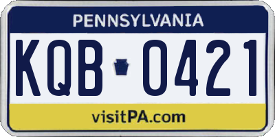PA license plate KQB0421