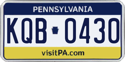 PA license plate KQB0430