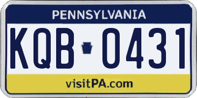 PA license plate KQB0431