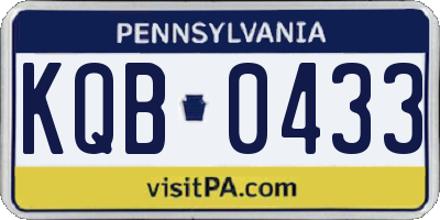 PA license plate KQB0433