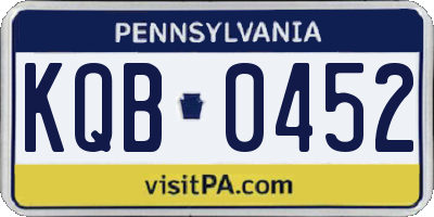 PA license plate KQB0452