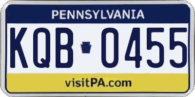 PA license plate KQB0455