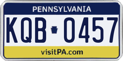 PA license plate KQB0457
