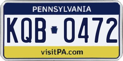 PA license plate KQB0472