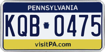PA license plate KQB0475