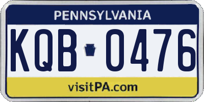 PA license plate KQB0476