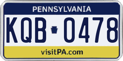 PA license plate KQB0478