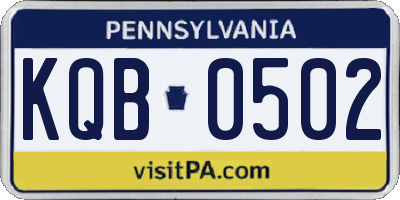PA license plate KQB0502
